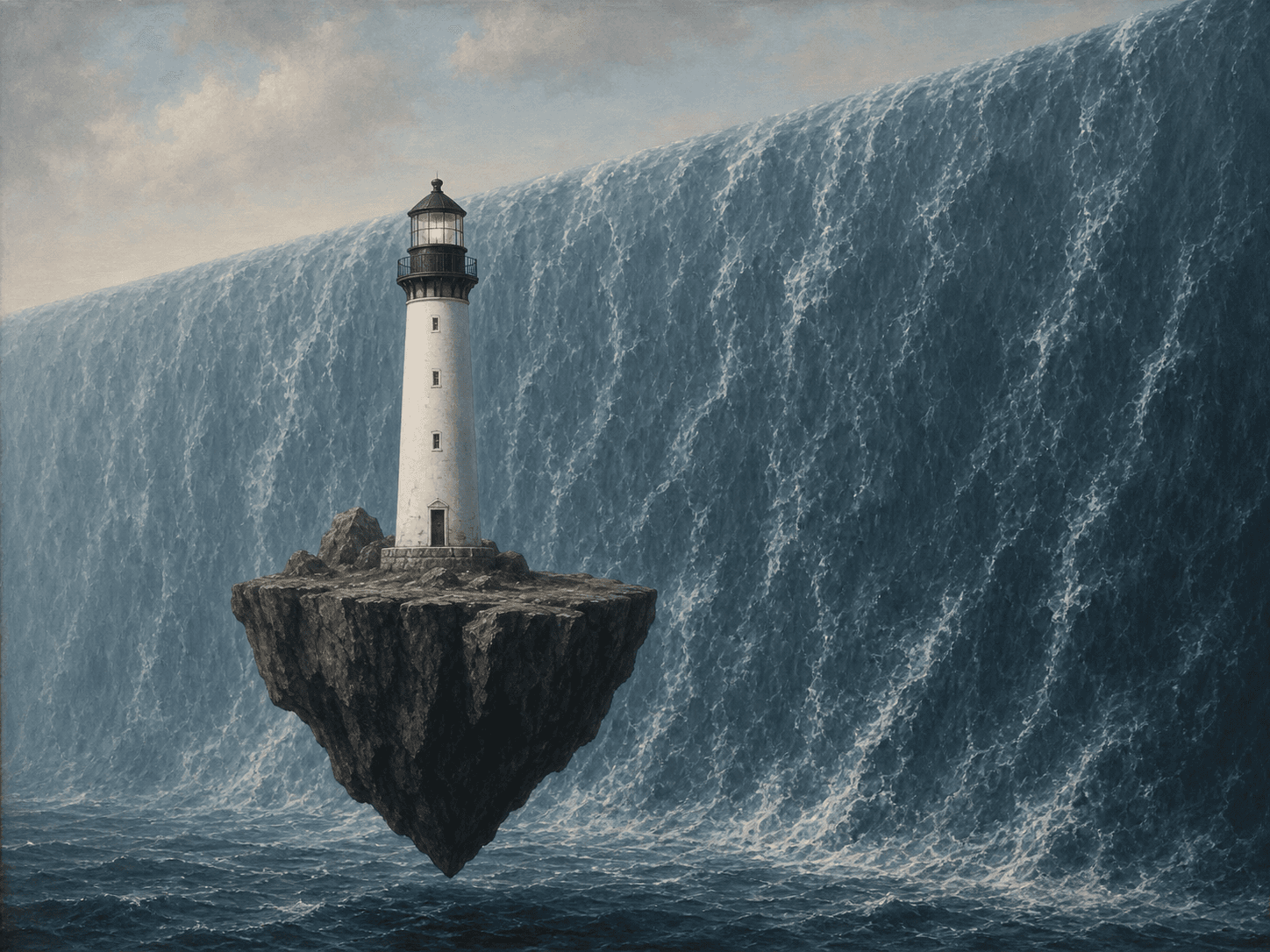 A coastal lighthouse rendered in surrealism style
