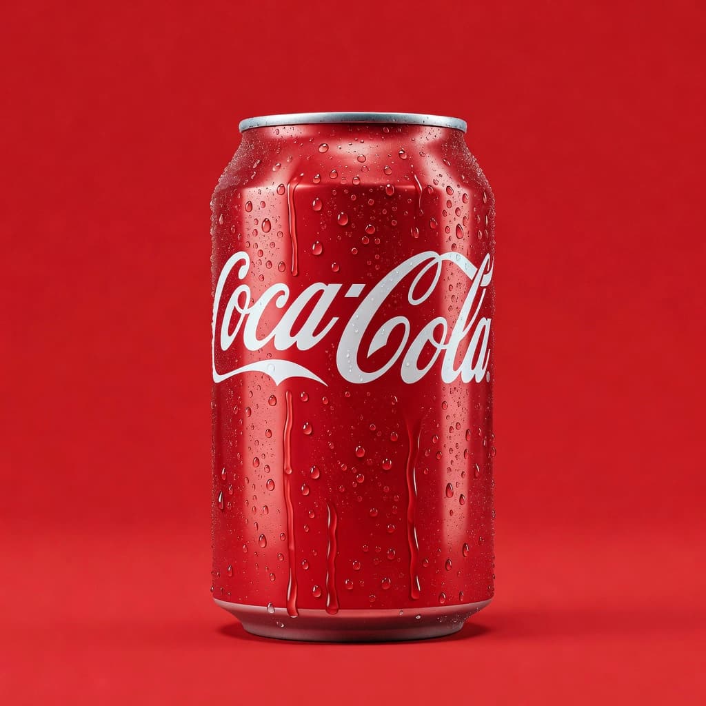 AI-generated red soda can with malformed Coca-Cola-style lettering