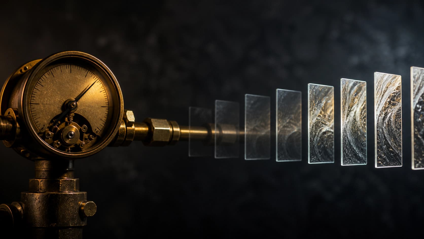 Editorial illustration of an image generation API pipeline, with a metered request flowing into rendered frames.