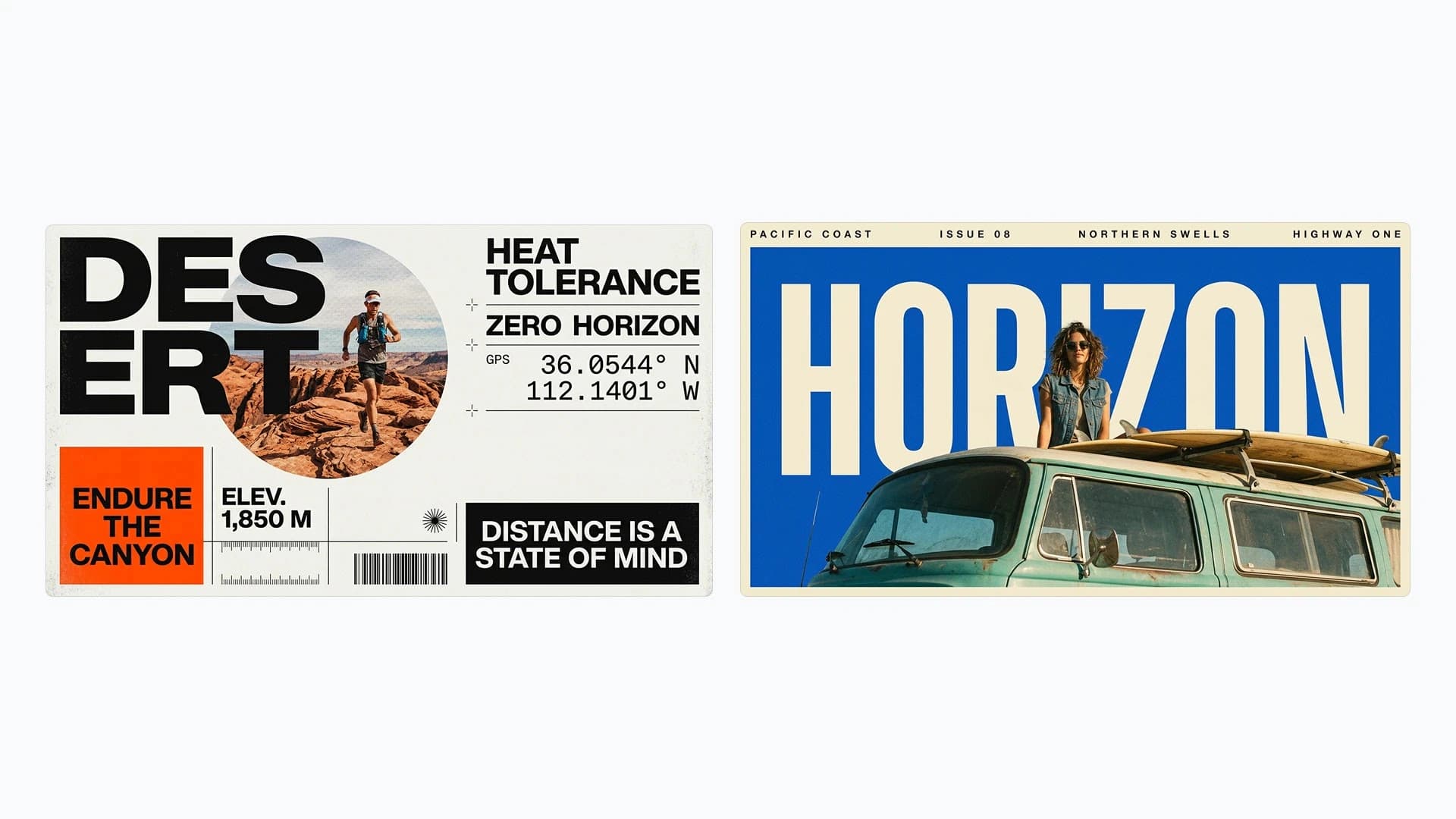 Google's official Nano Banana 2.1 examples showing illustrated adventure posters titled Desert and Horizon