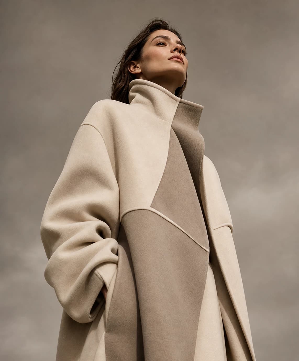 Minimal stone-toned fashion portrait