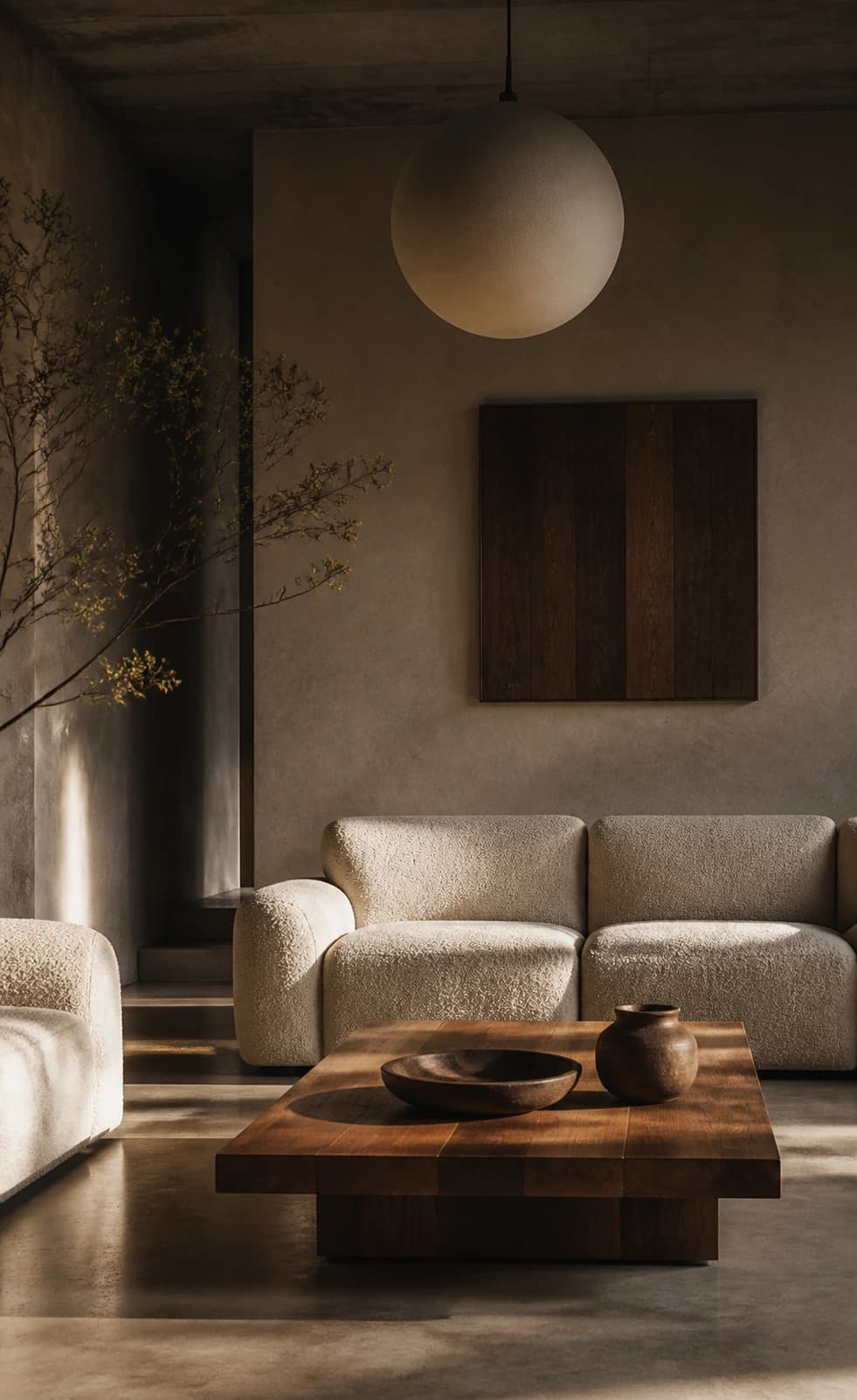 Warm modern living room in morning light