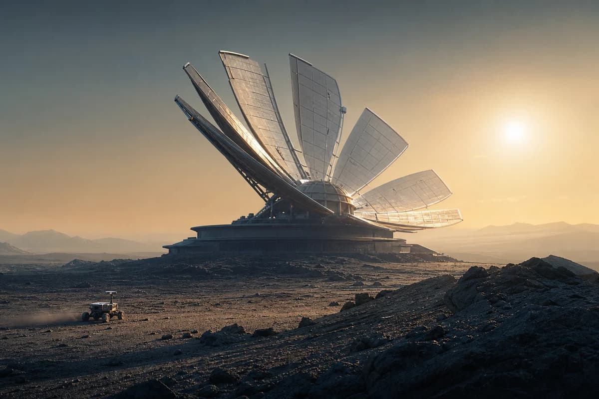 Monumental solar observatory at amber dawn