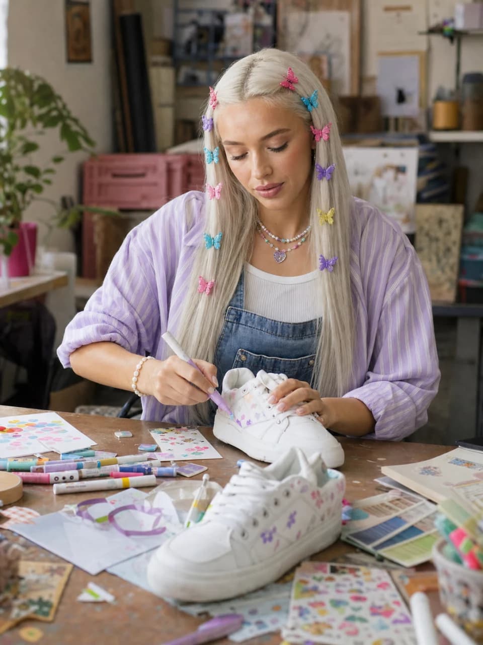 Chloe working in a creative studio