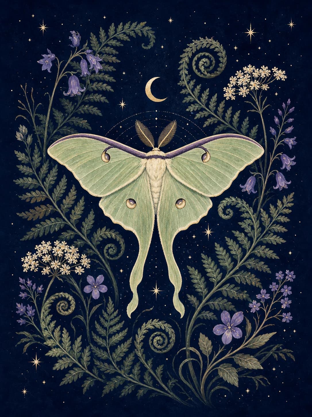 Luna moth artwork created for the Night Garden collection