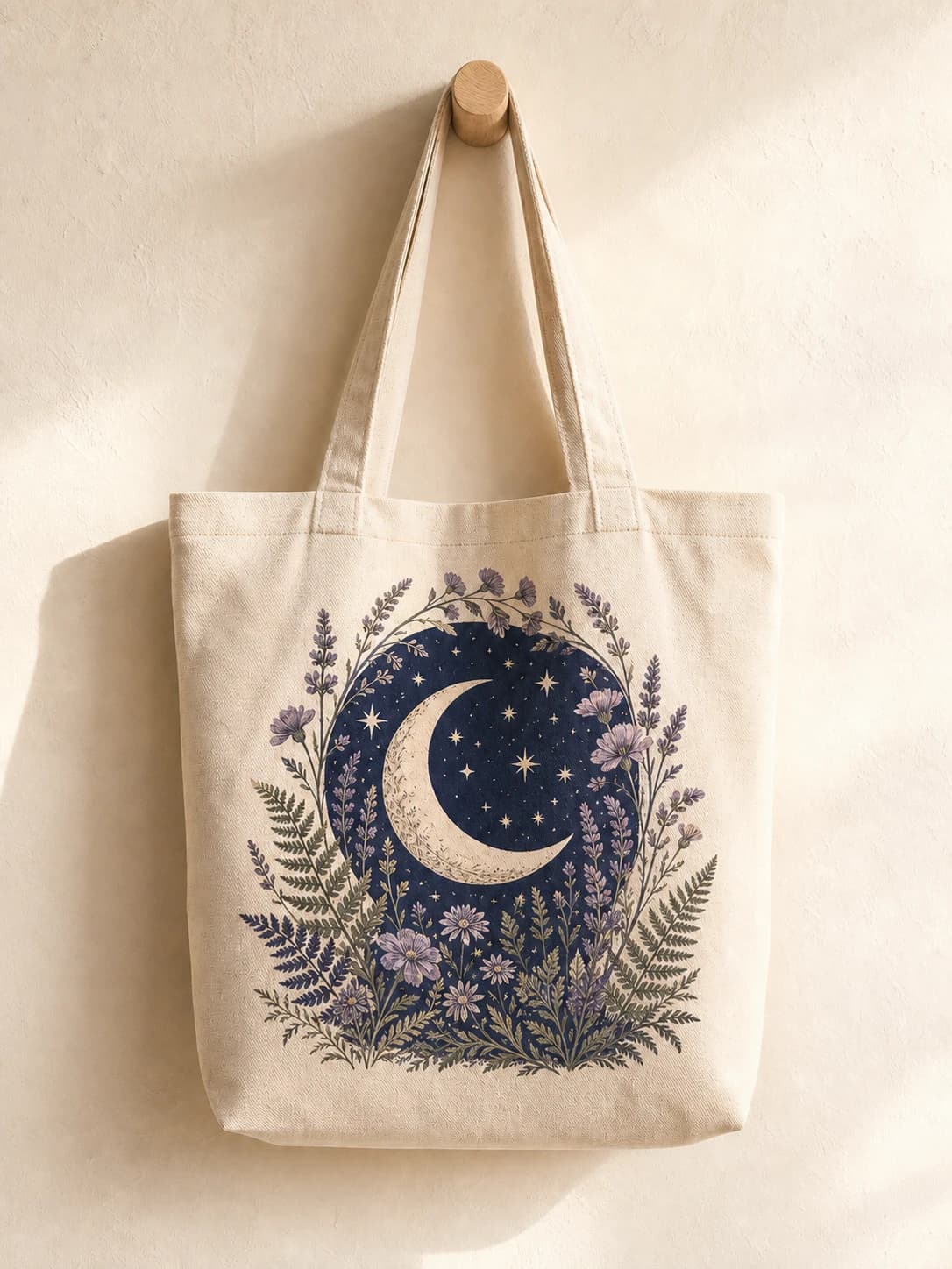 Canvas tote bag using the Night Garden print design