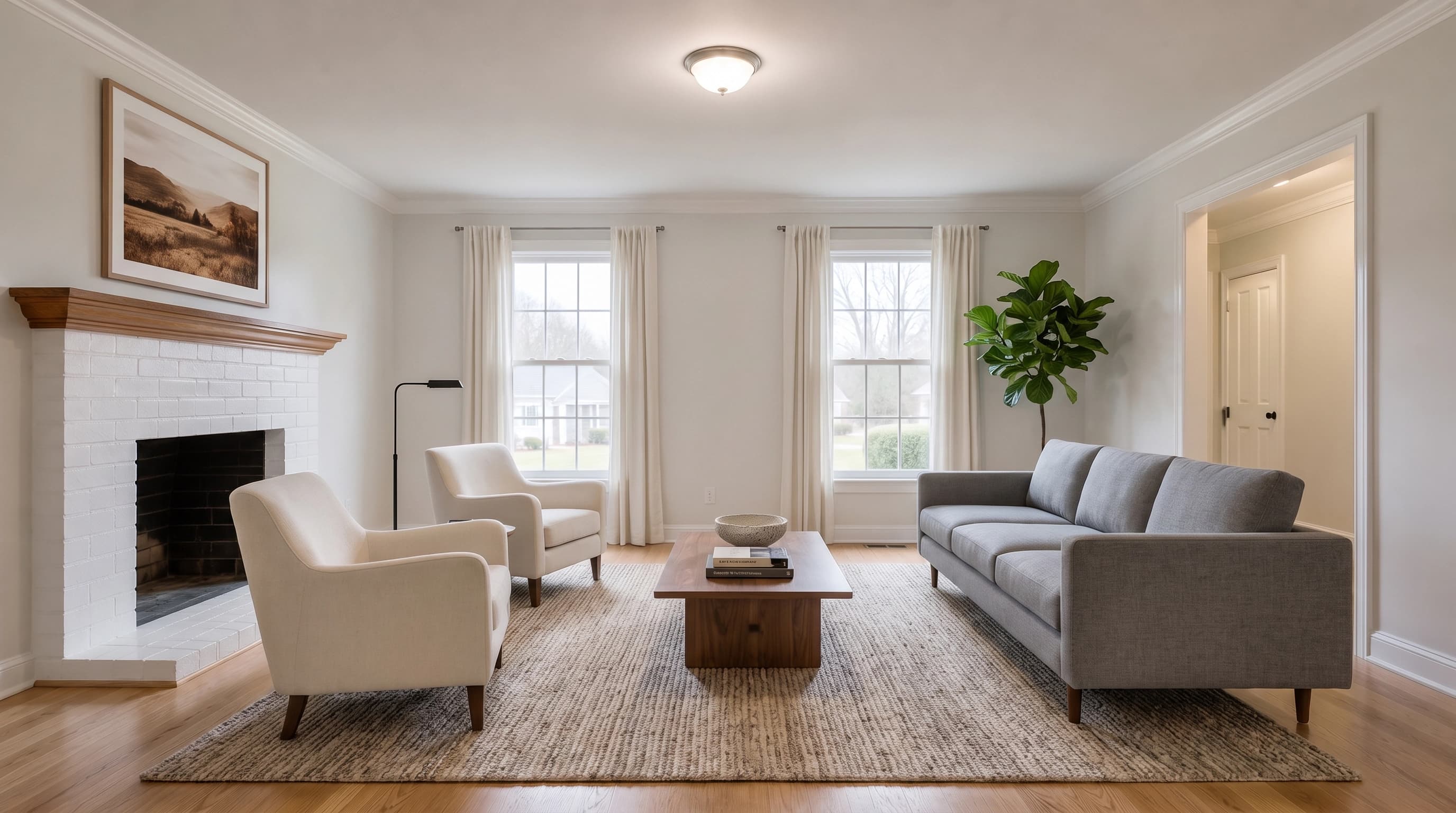 Modern virtual staging preview of the same room