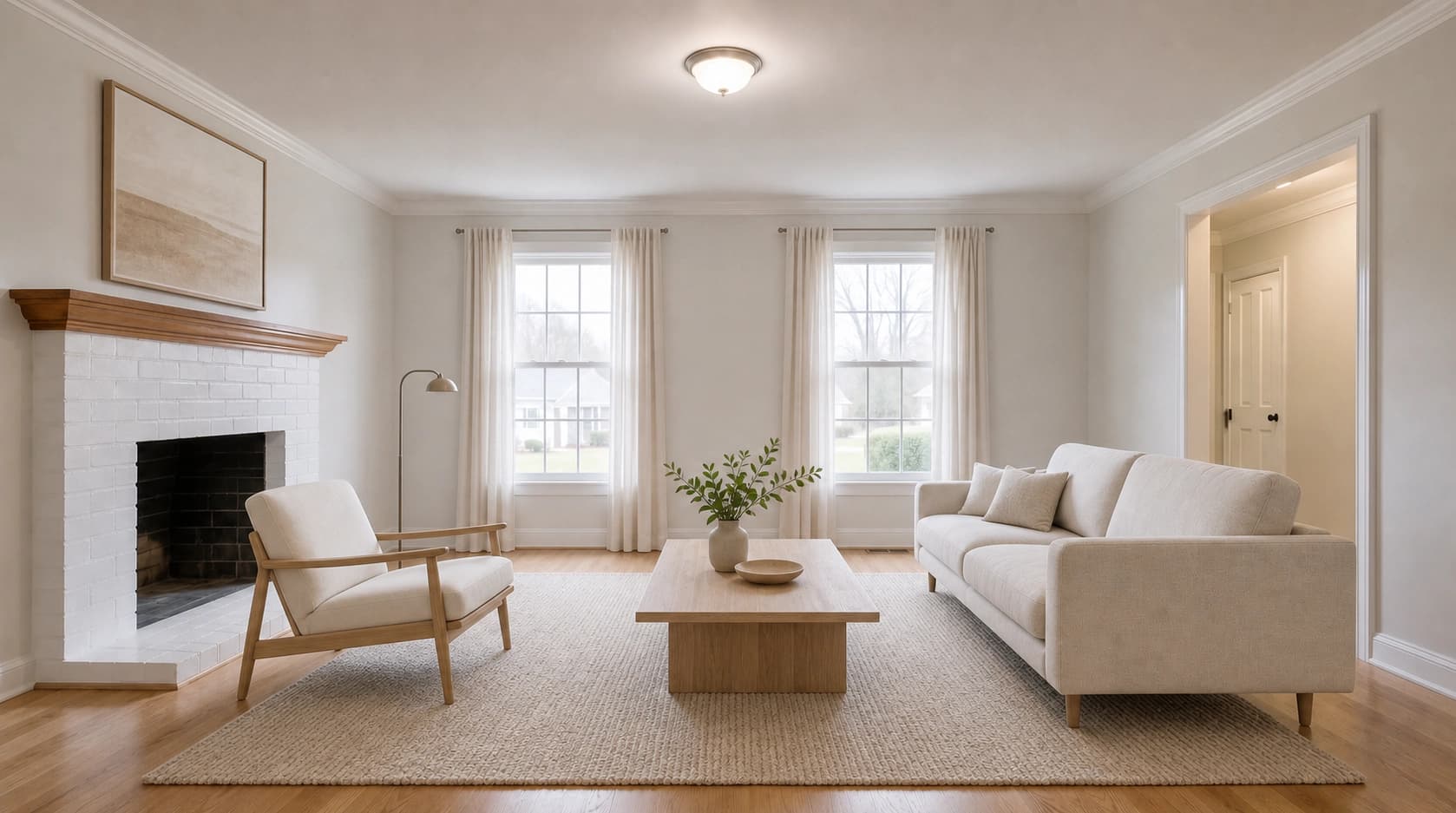 Scandinavian virtual staging of the same living room